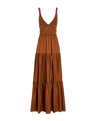 LIU •JO Vestido largo Marrón 100% Algodón, Elastán