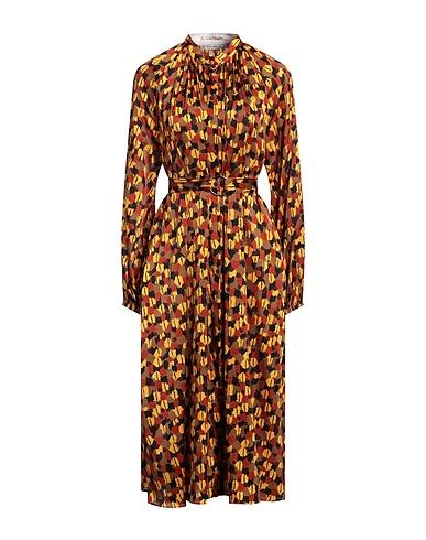 LE SARTE PETTEGOLE Midi dress Brown 93% Silk, 7% Elastane