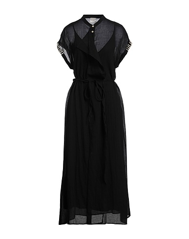 ALYSI Long dress CRÈME Black 100% Cotton