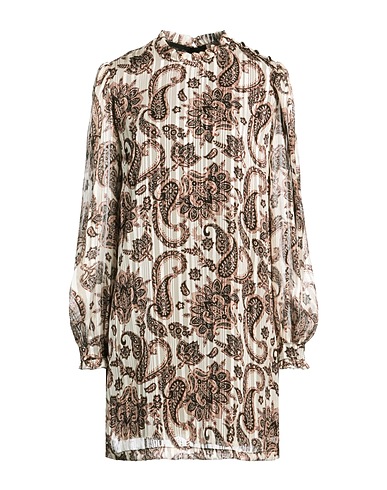 LIU •JO Short dress Beige 98% Polyester, 2% Metallic Polyester