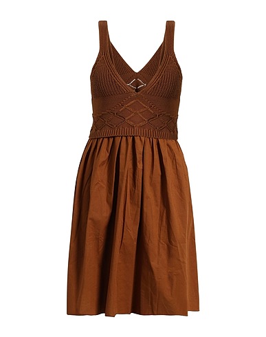 LIU •JO Short dress Brown 100% Cotton, Elastane