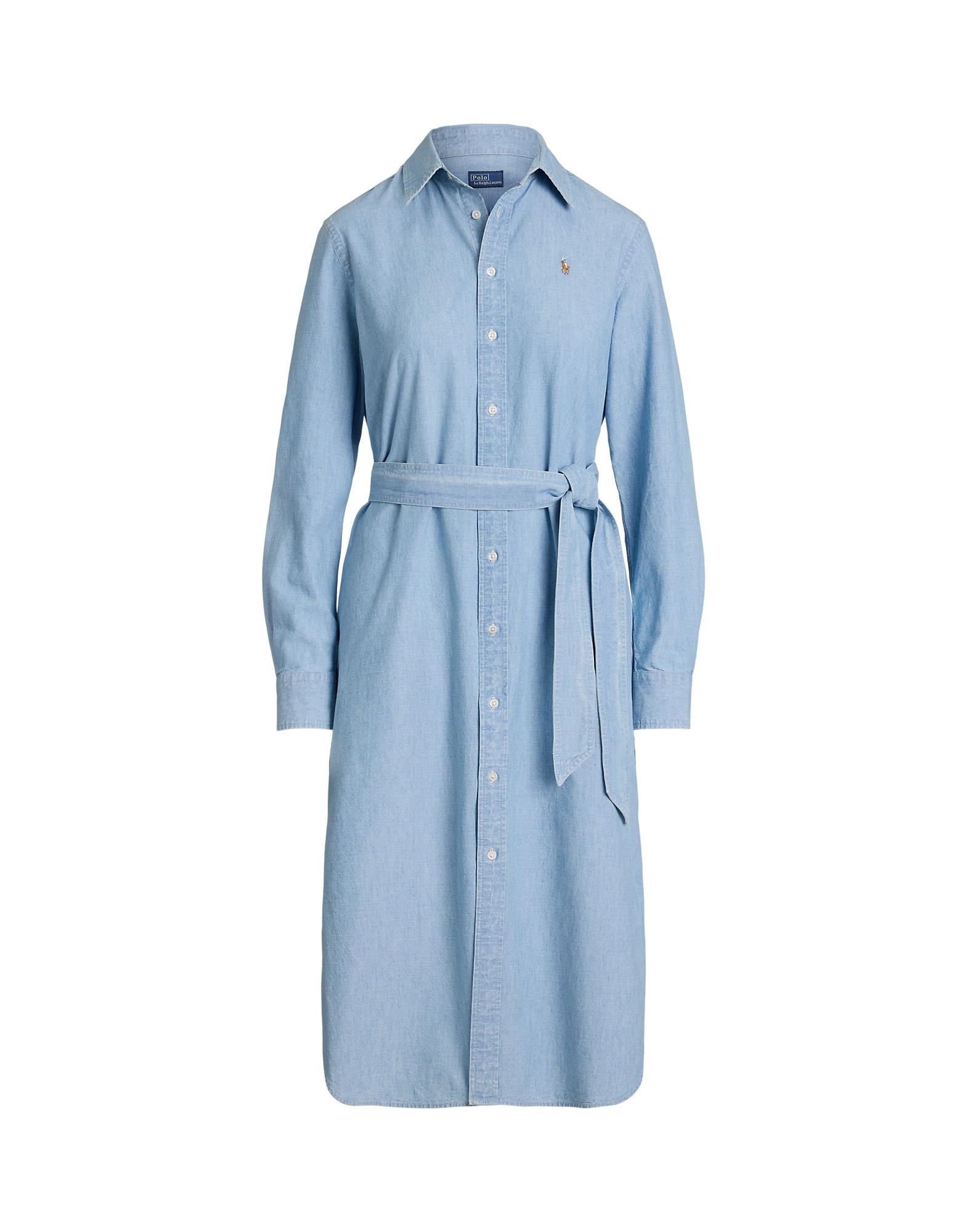 ワンピース POLO RALPH LAUREN LIGHT BLUE COTTON DRESS POLO RALPH LAUREN BELTED COTTON OXFORD SHIRTDRESS | Light
