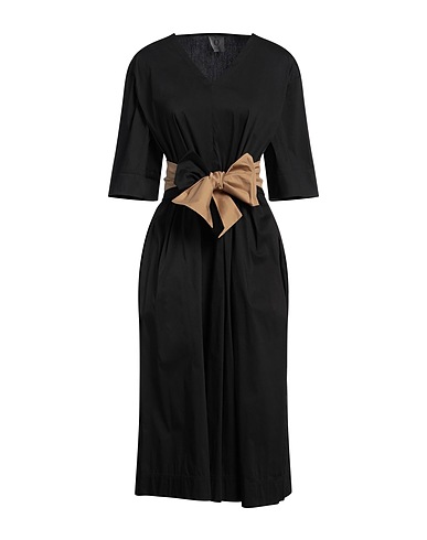 OBLÒ® UNIQUE Midi dress Black 79% Cotton, 18% Polyamide, 3% Elastane