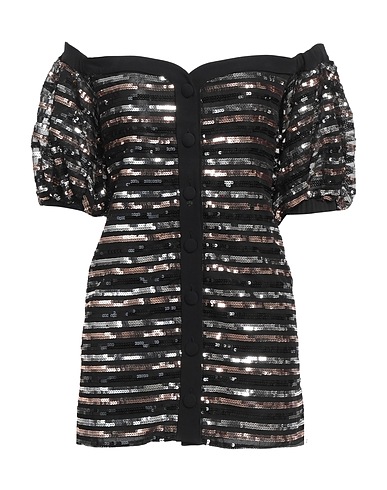 PHILOSOPHY di LORENZO SERAFINI Striped shirt Black 100% Polyester, Viscose, Elastane