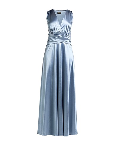 SISTE'S Long dress GOLD CAPSULE Slate blue 96% Polyester, 4% Elastane