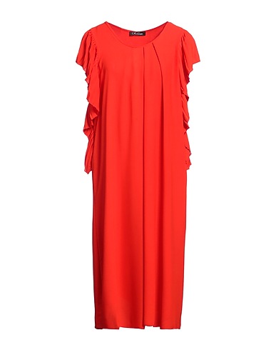 OLTRE TEMPO Midi dress Tomato red 100% Polyester