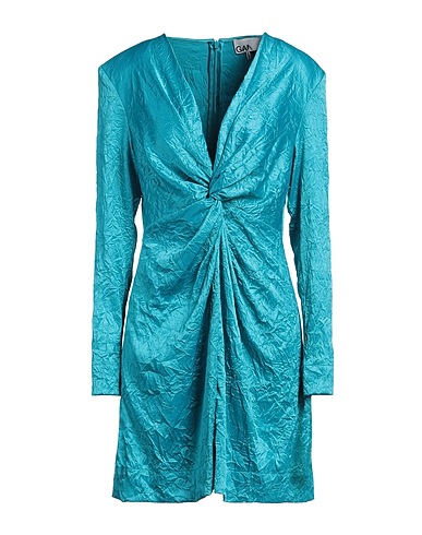 GANNI Short dress Turquoise 95% Polyester, 5% Elastane
