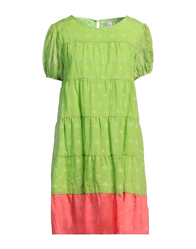 Z.O.E. ZONE OF EMBROIDERED Short dress Lime green 100% Cotton