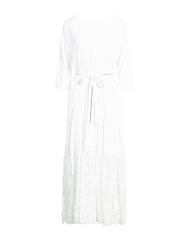 VDP VIA DELLE PERLE Long dress COLLECTION White 65% Acetate, 35% Silk
