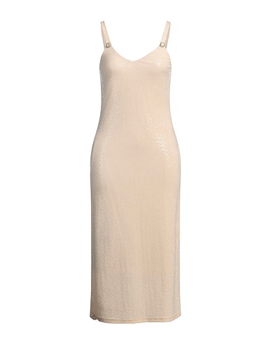 SISTE'S Midi dress Beige 87% Nylon, 8% Metal, 5% Elastane
