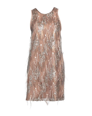 SISTE'S Sequin dress Camel 100% Polyester, Elastane
