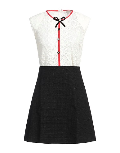 SANDRO Minivestido Marfil 50% Poliéster, 50% Algodón, Nácar, Zamak, Viscosa