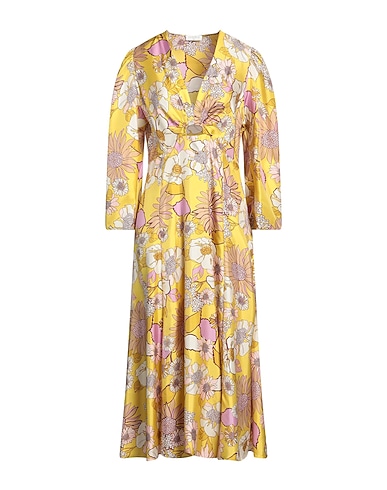 SANDRO Midi dress Lime green 100% Silk