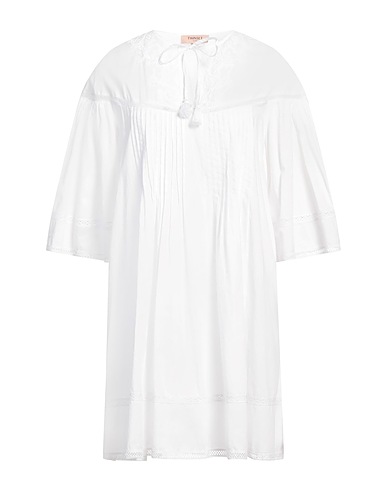 TWINSET Short dress White 100% Cotton, Viscose, Polyester
