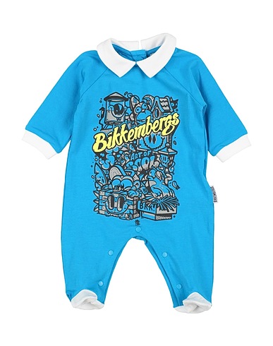 BIKKEMBERGS Baby jumpsuit  Azure 95% Cotton, 5% Elastane