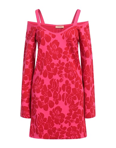 TWINSET Short dress Fuchsia 34% Viscose, 28% Acrylic, 21% Polyester, 11% Cotton, 6% Wool
