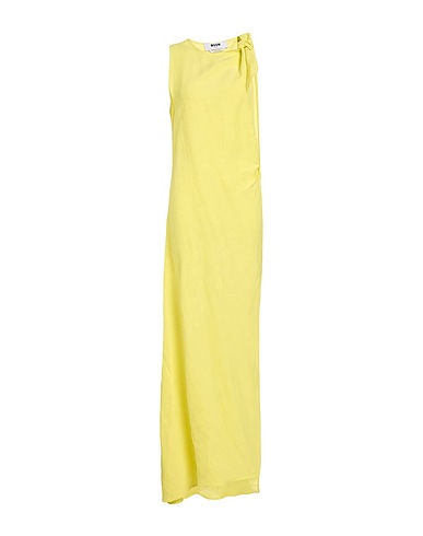 MSGM Long dress Yellow 56% Linen, 44% Viscose