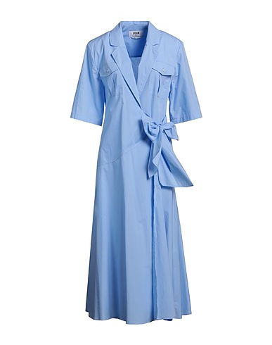 MSGM Long dress Light blue 100% Cotton