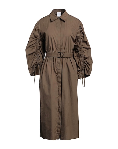 MANTÙ Shirt dress VERDE MILITARE 100% Cotton, Mother-of-pearl