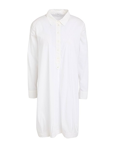 TRANSIT Midi dress White 68% Cotton, 28% Polyamide, 4% Elastane