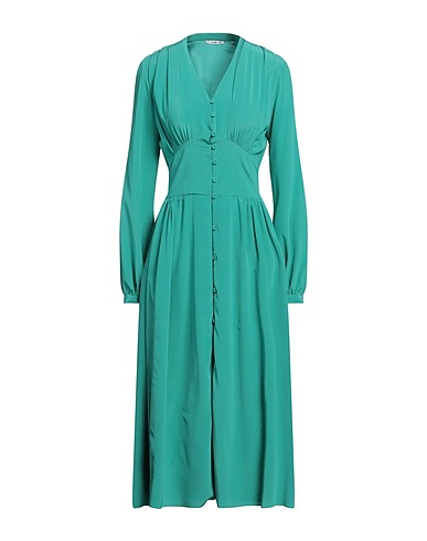 CALIBAN Midi dress Green 93% Silk, 7% Elastane