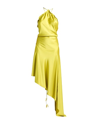 THE ATTICO Midi dress Lime green 100% Polyester, Rooster feathers