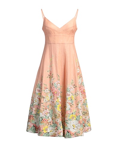 ZIMMERMANN Midi dress Salmon pink 100% Linen