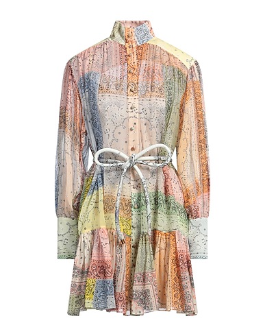 ZIMMERMANN Shirt dress Light pink 75% Cotton, 25% Silk