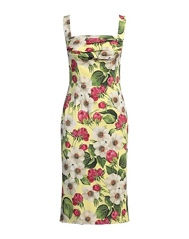 DOLCE&GABBANA Midi dress Yellow 89% Silk, 11% Elastane