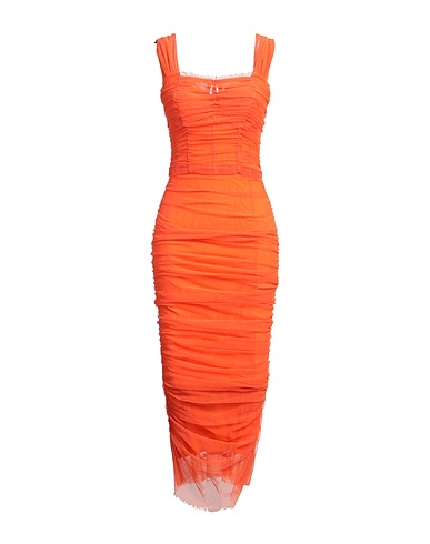 DOLCE&GABBANA Midi dress Orange 53% Cotton, 26% Polyamide, 21% Elastane