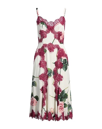 DOLCE&GABBANA Midi dress Burgundy 66% Silk, 24% Cotton, 6% Polyamide, 4% Elastane