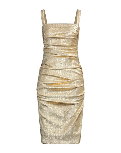 DOLCE&GABBANA Midi dress Gold 63% Silk, 33% Metallic Polyester, 4% Elastane