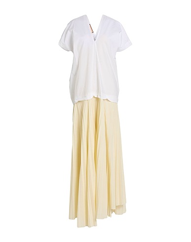 PLAN C Long dress White 53% Cotton, 47% Polyester