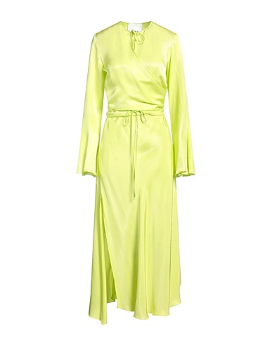 ERIKA CAVALLINI Long dress Lime green 57% Cupro, 43% Viscose