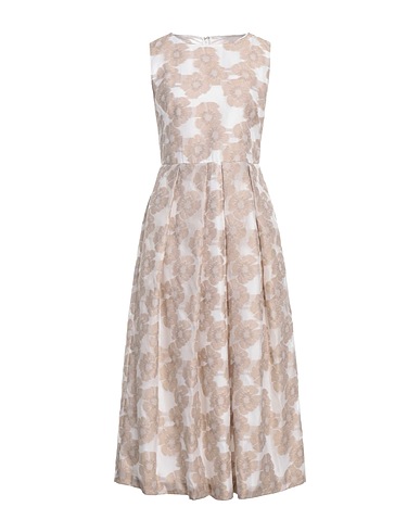 SARA ROKA Long dress Khaki 73% Cotton, 14% Silk, 13% Polyester