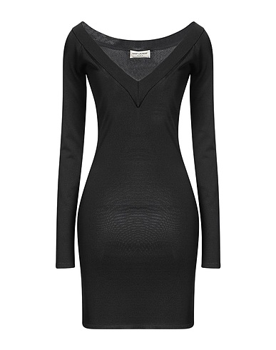 SAINT LAURENT Sheath dress Black 94% Viscose, 5% Polyamide, 1% Elastane
