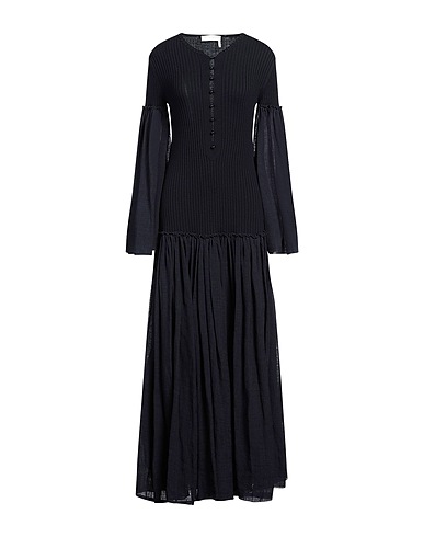 CHLOÉ Long dress Midnight blue 73% Linen, 27% Silk, Wool, Cashmere, Ceramic