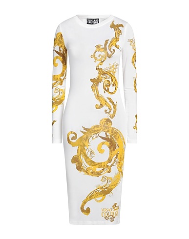 VERSACE JEANS COUTURE Midi dress White 90% Viscose, 10% Elastane
