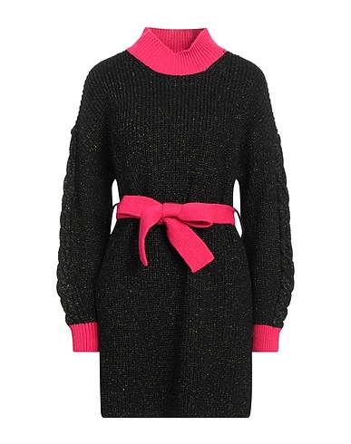 LE VOLIÈRE Short dress Black 65% Acrylic, 13% Textile fibers, 9% Wool, 9% Viscose, 4% Alpaca wool