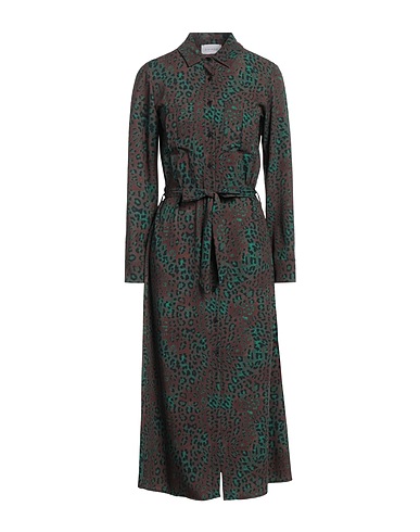 GAëLLE Paris Long dress Dark brown 98% Polyester, 2% Elastane