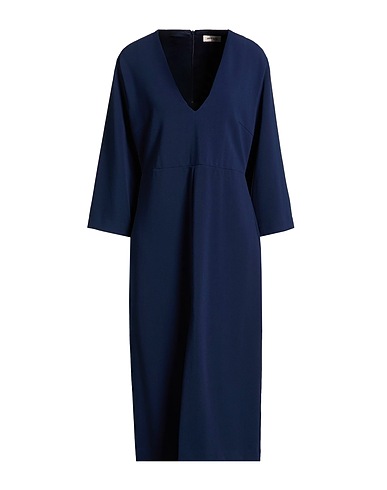 OTTOD'AME Robe mi-longue Bleu nuit 63% Polyester, 32% Viscose, 5% Élasthanne