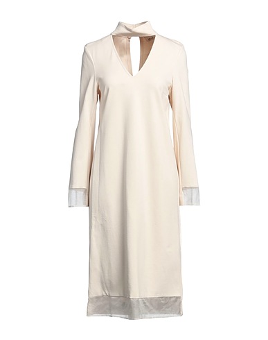 MEIMEIJ Midi dress Beige 65% Viscose, 30% Polyamide, 5% Elastane, Silk