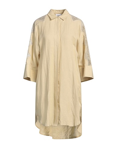 ALPHA STUDIO Shirt dress Beige 74% Linen, 26% Viscose, Polyester