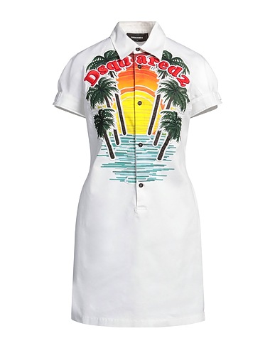 DSQUARED2 Short dress White 97% Cotton, 3% Elastane