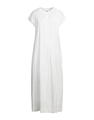 ALPHA STUDIO Long dress White 98% Cotton, 2% Elastane