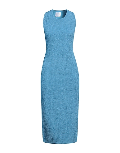 GALVAN  London Midi dress Azure 67% Viscose, 15% Polyester, 12% Polyamide, 5% Lurex®, 1% Elastane