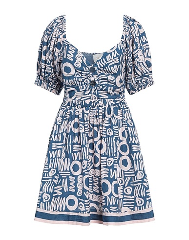 CLEOBELLA Short dress Navy blue 70% Cotton, 30% Linen