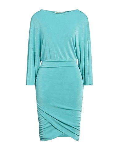 ANGELA DAVIS Sheath dress Turquoise 97% Polyester, 3% Elastane