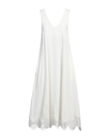 ALPHA STUDIO Long dress White 74% Linen, 26% Viscose