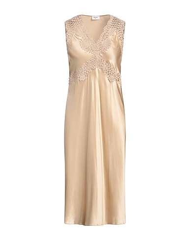 CELINE Midi dress Sand 100% Silk, Cotton